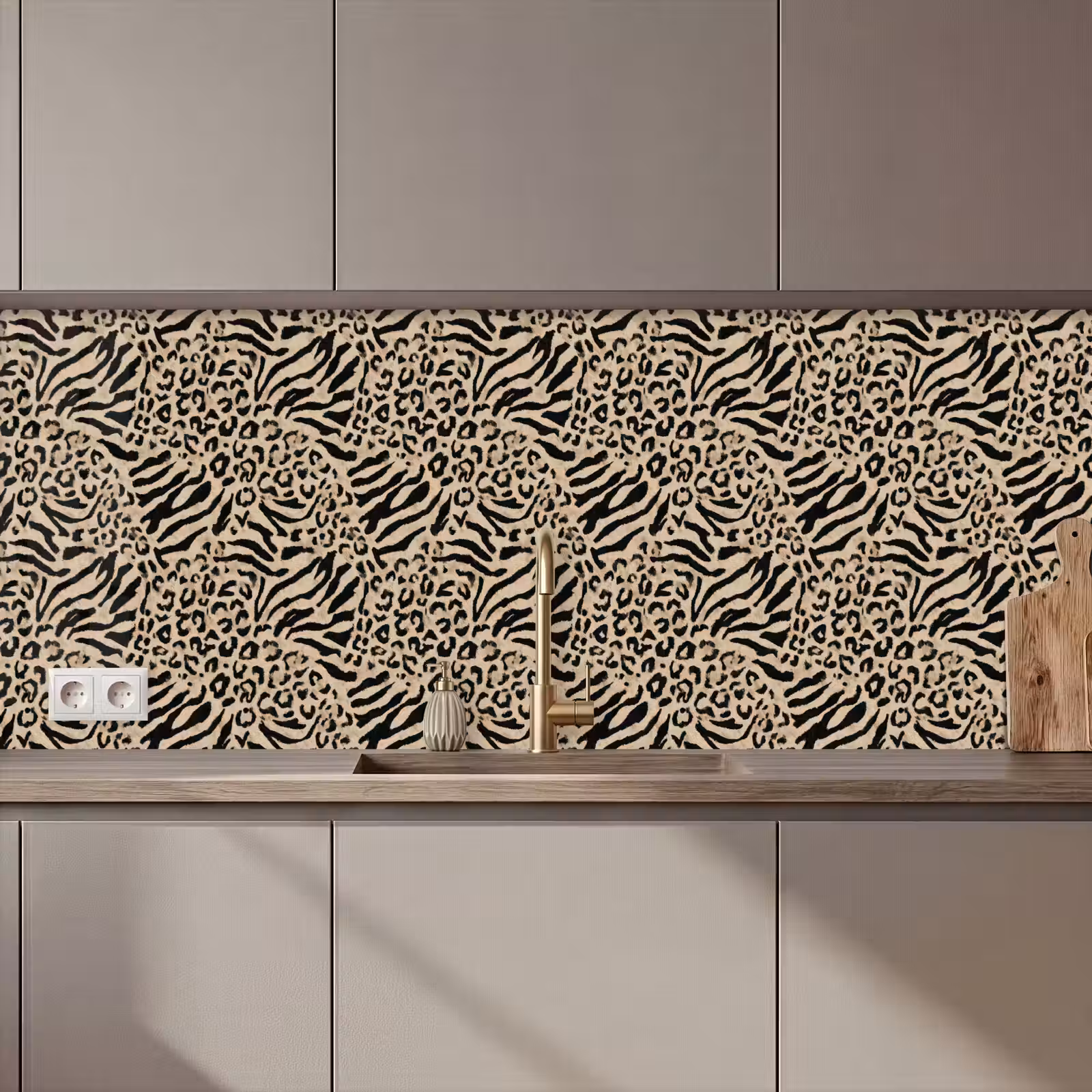 Keuken achterwand - Giraf - Zebra - Motief - Bruin — 1
