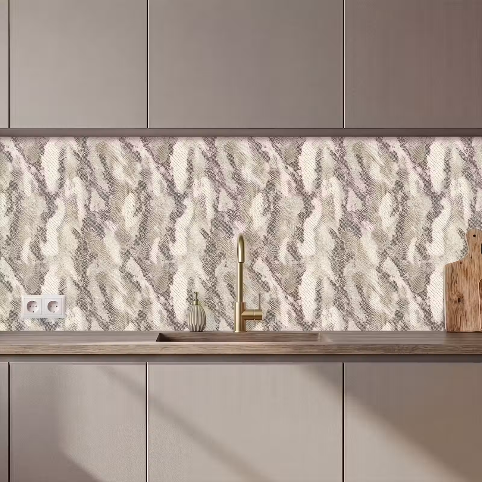Keuken achterwand - Slang - Patroon - Taupe — 1