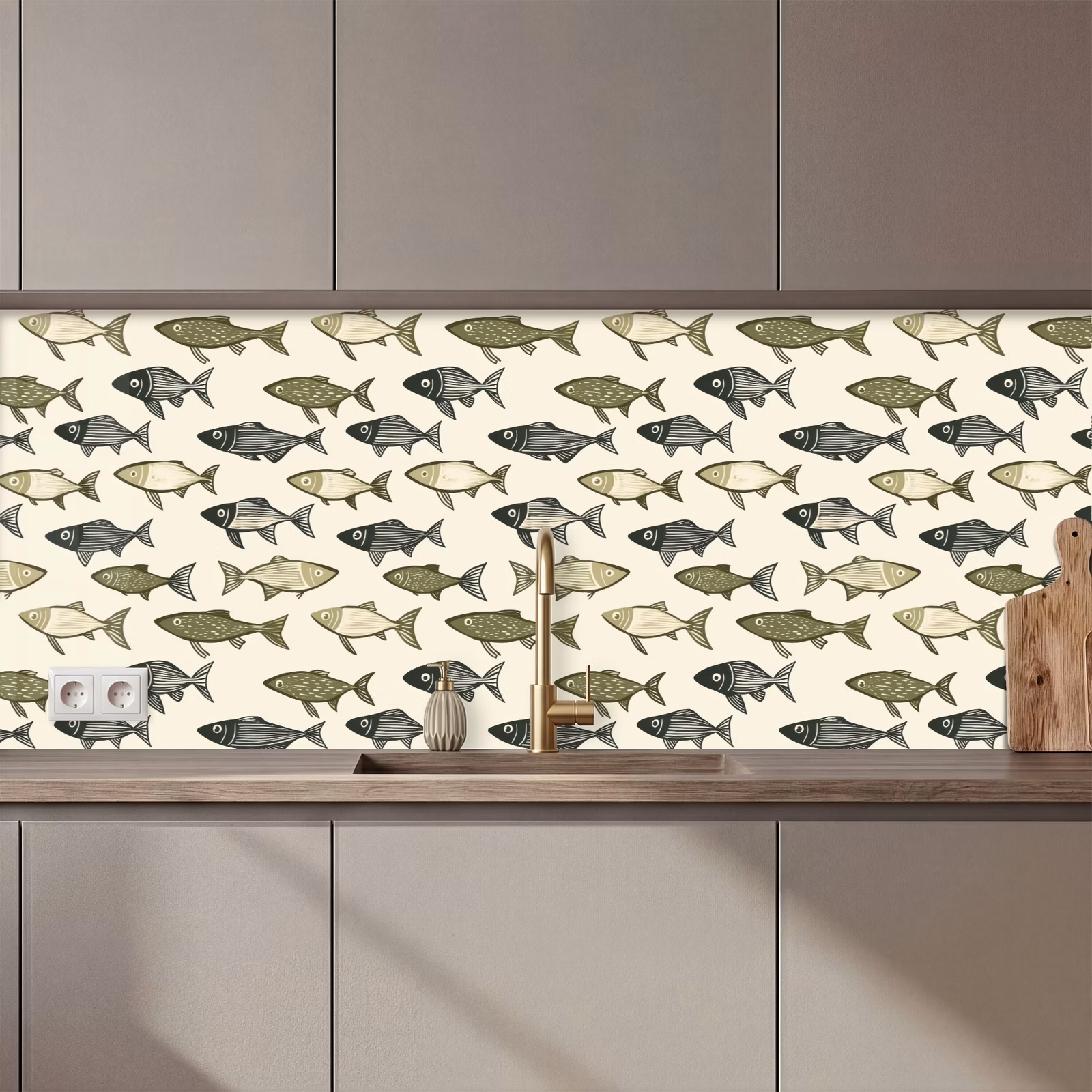 Keuken achterwand - Vissen - Klassiek - Groen — 1