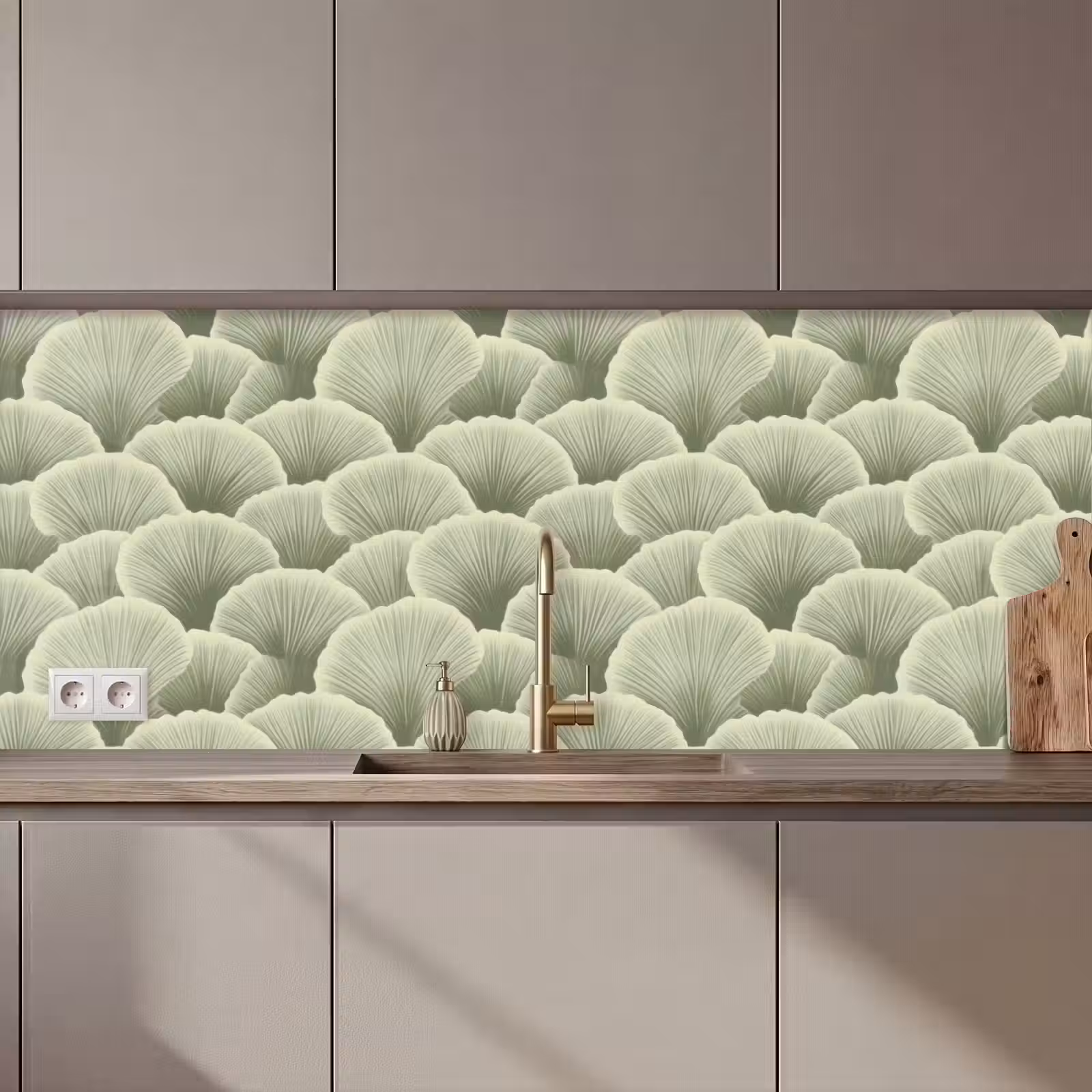 Keuken achterwand - Waaier - Blad - Groen — 1