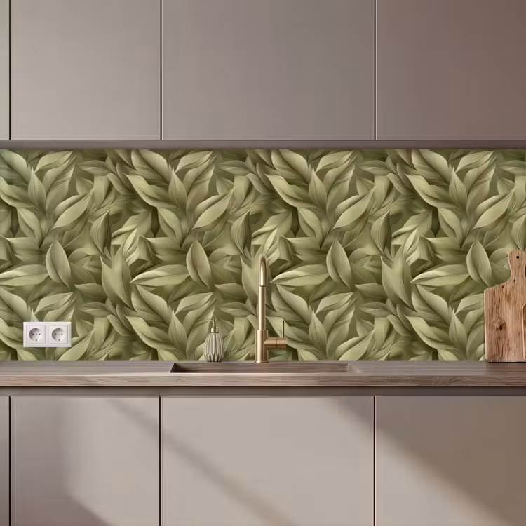 Keuken achterwand - Bladeren - Modern - Groen — 1