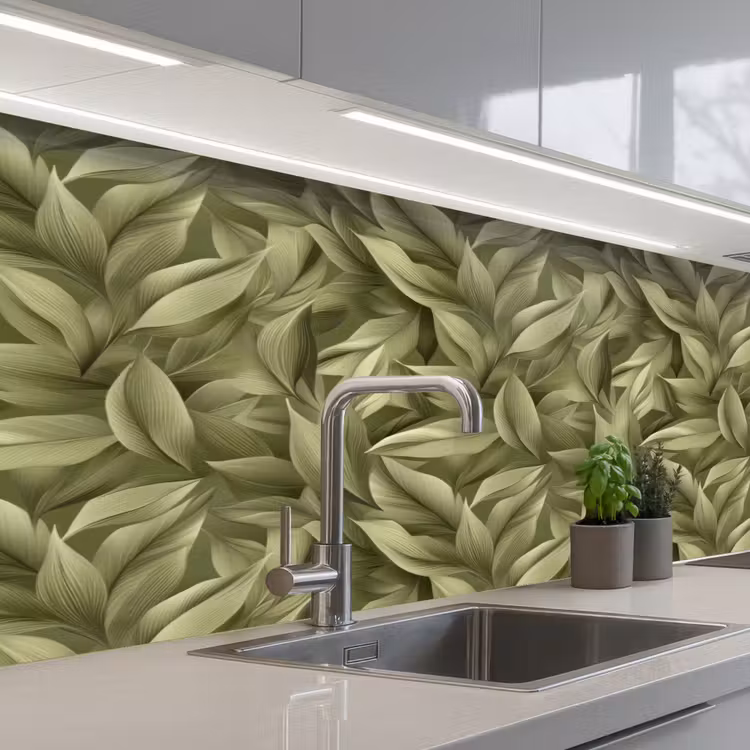 Keuken achterwand - Bladeren - Modern - Groen — 2