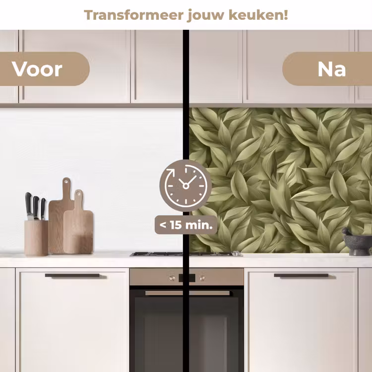 Keuken achterwand - Bladeren - Modern - Groen — 3