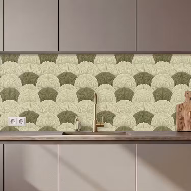 Keuken achterwand - Bladeren - Structuur - Groen — 1