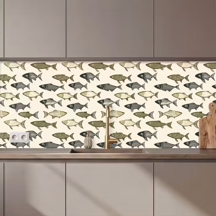 Keuken achterwand - Vissen - Klassiek - Groen — 1
