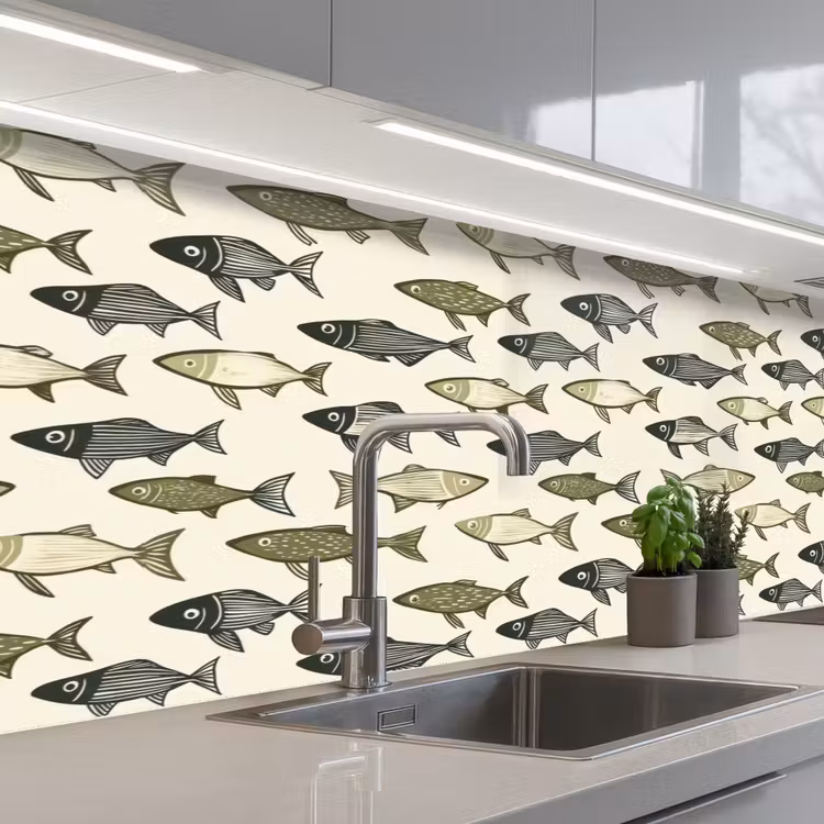 Keuken achterwand - Vissen - Klassiek - Groen — 2