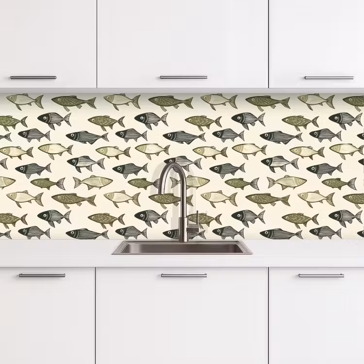 Keuken achterwand - Vissen - Klassiek - Groen — 4