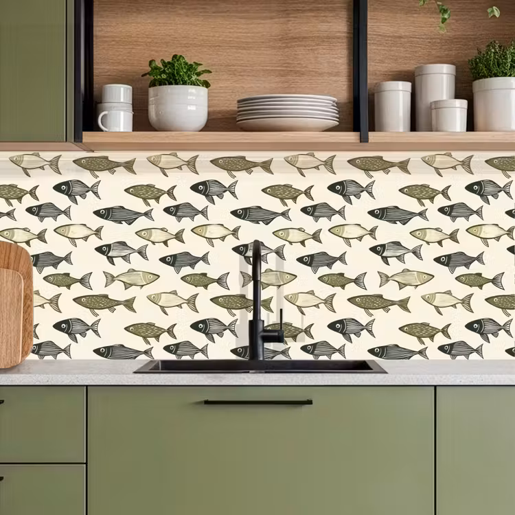 Keuken achterwand - Vissen - Klassiek - Groen — 8