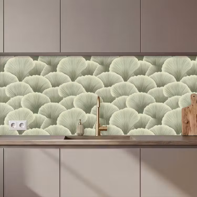 Keuken achterwand - Waaier - Blad - Groen — 1