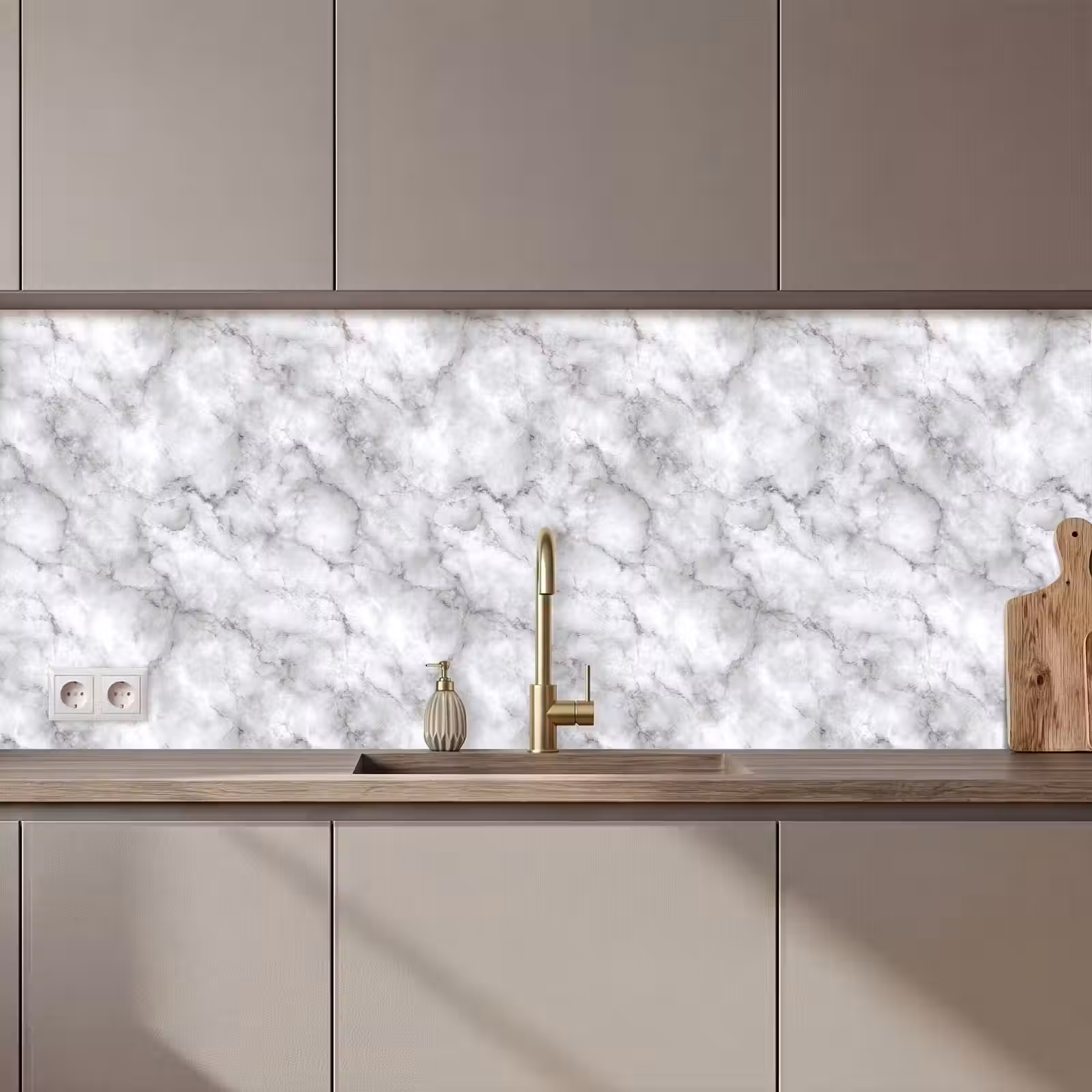 Keuken achterwand - Grijs - Marmer - Klassiek - Aders — 1