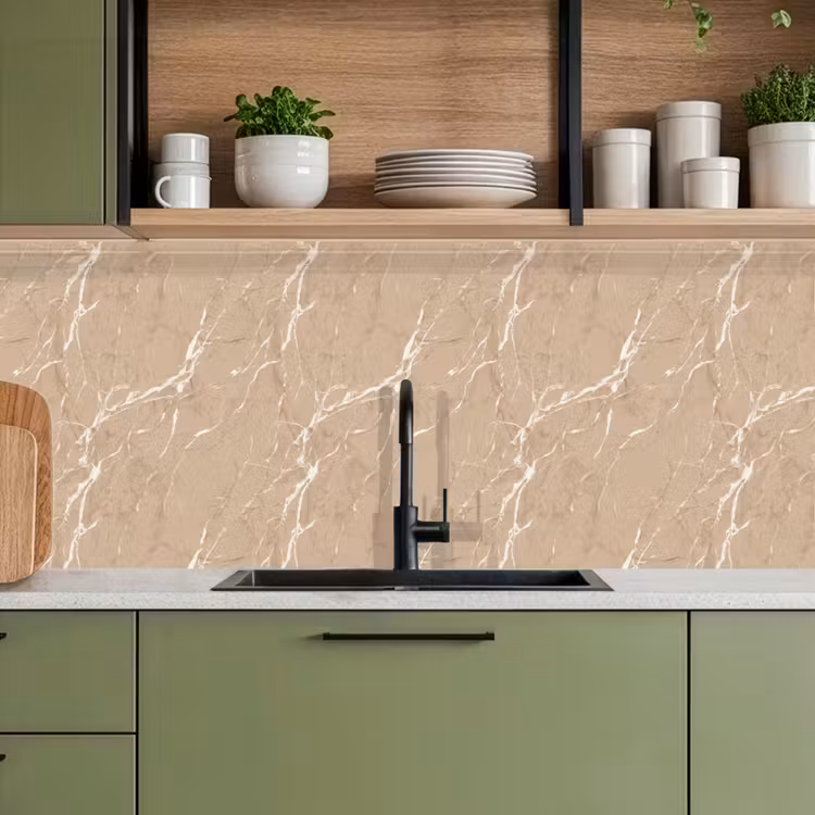 Keuken achterwand - Beige - Marmer - Organisch - Wit — 8