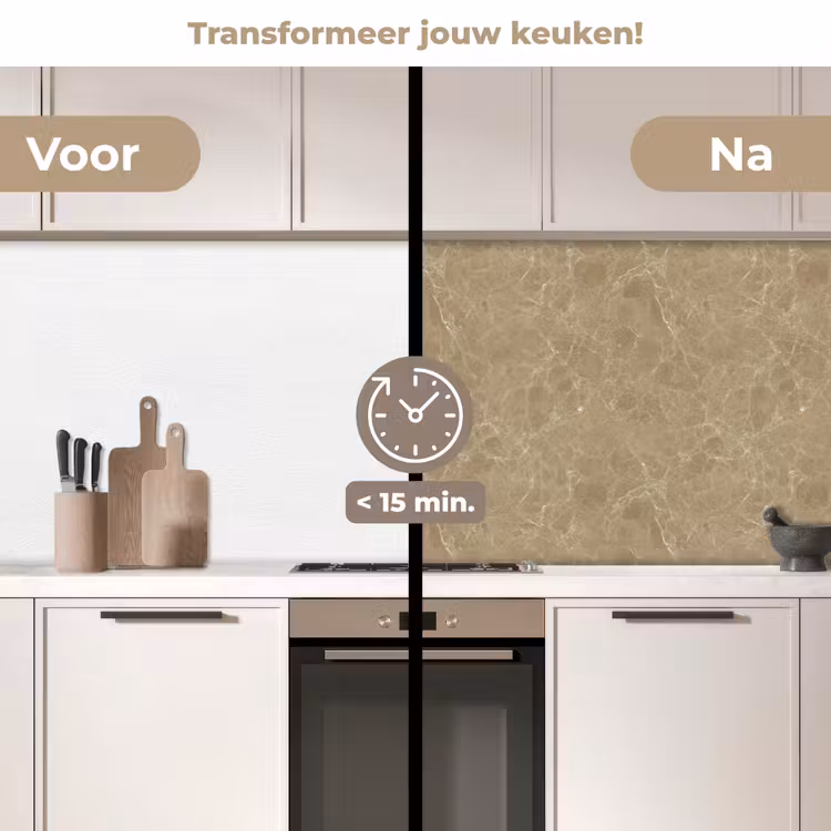 Keuken achterwand - Beige - Marmer - Witte aders — 3