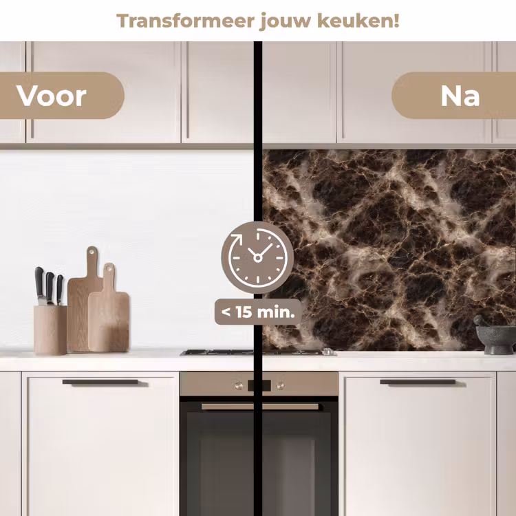 Keuken achterwand - Bruin - Goud - Marmer — 3