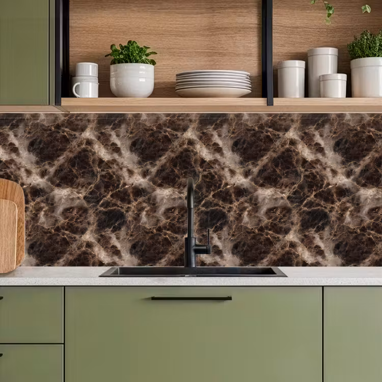 Keuken achterwand - Bruin - Goud - Marmer — 8