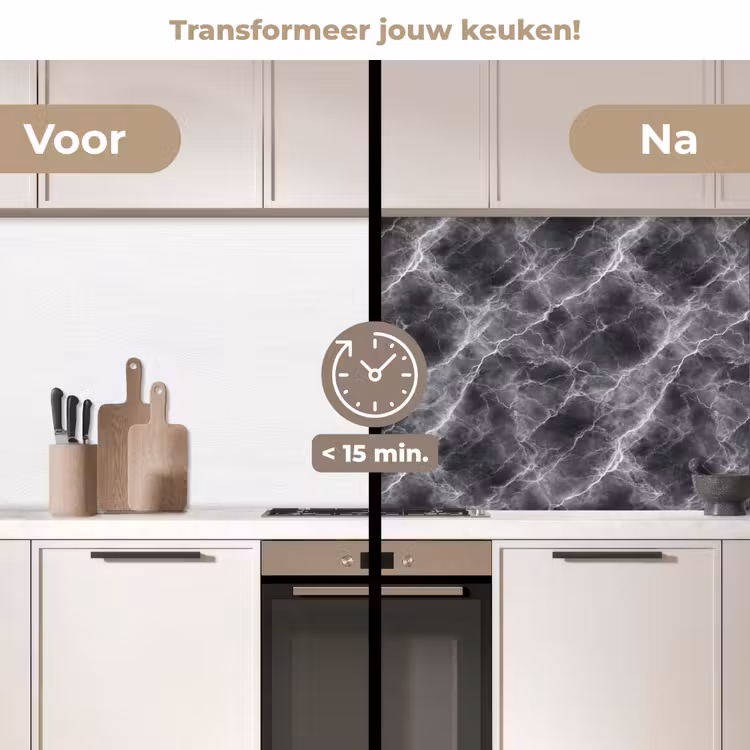 Keuken achterwand - Donkergrijs - Bliksem - Marmer — 3