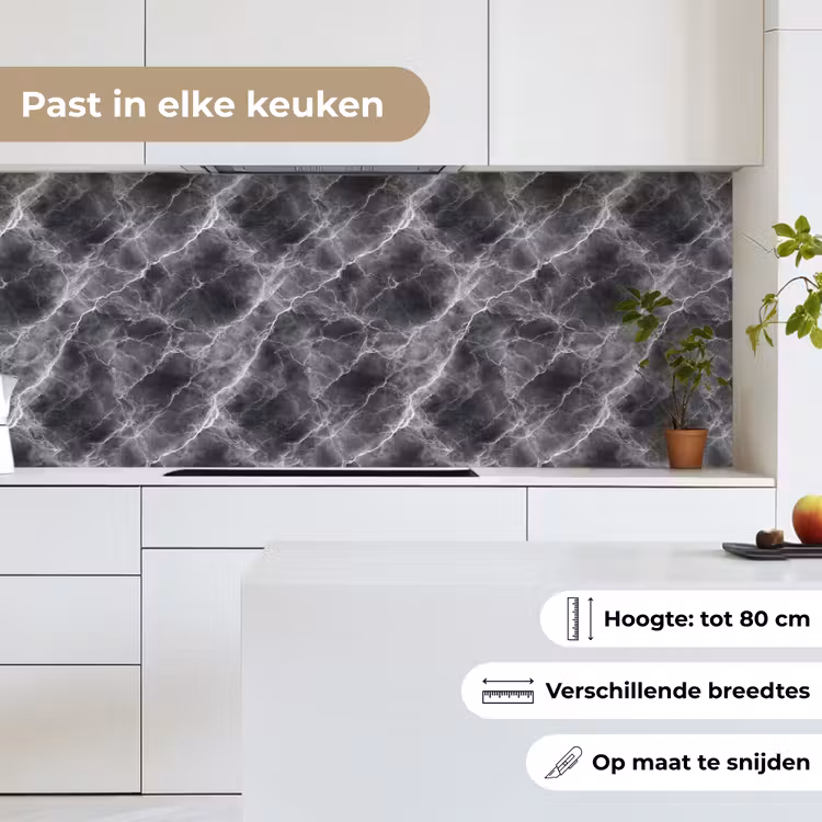 Keuken achterwand - Donkergrijs - Bliksem - Marmer — 7