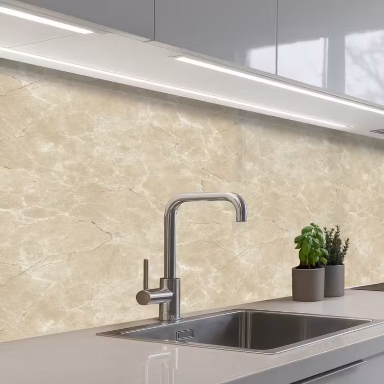 Keuken achterwand - Lichtbeige - Marmer - Diffusie adering — 2