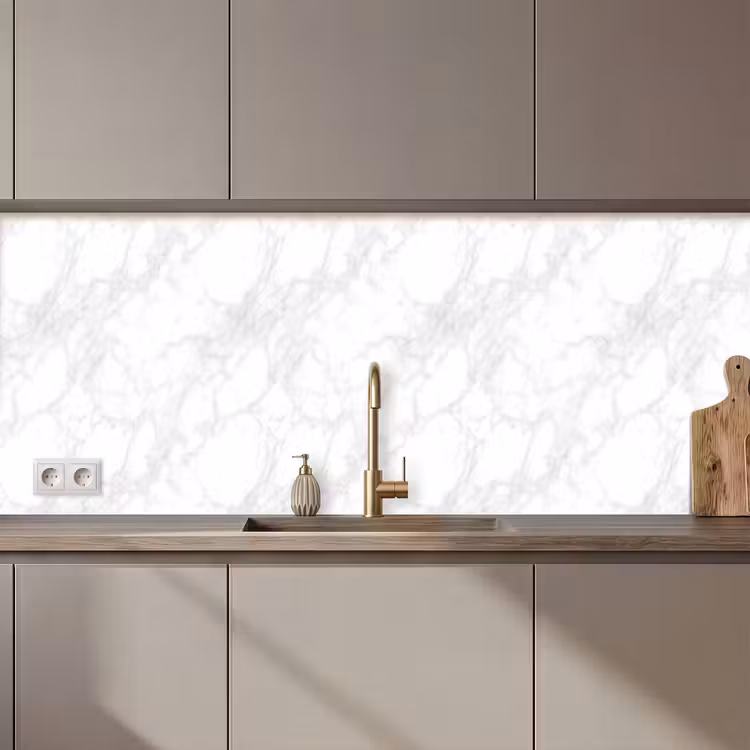 Keuken achterwand - Minimalistisch - Wit - Grijze aders — 1