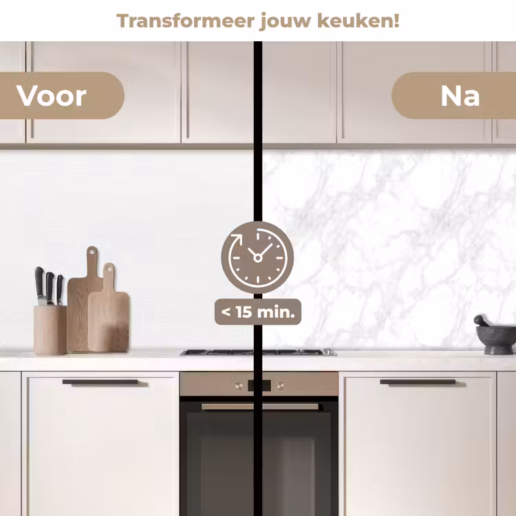 Keuken achterwand - Minimalistisch - Wit - Grijze aders — 3