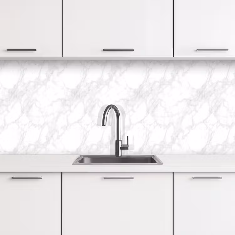 Keuken achterwand - Minimalistisch - Wit - Grijze aders — 4