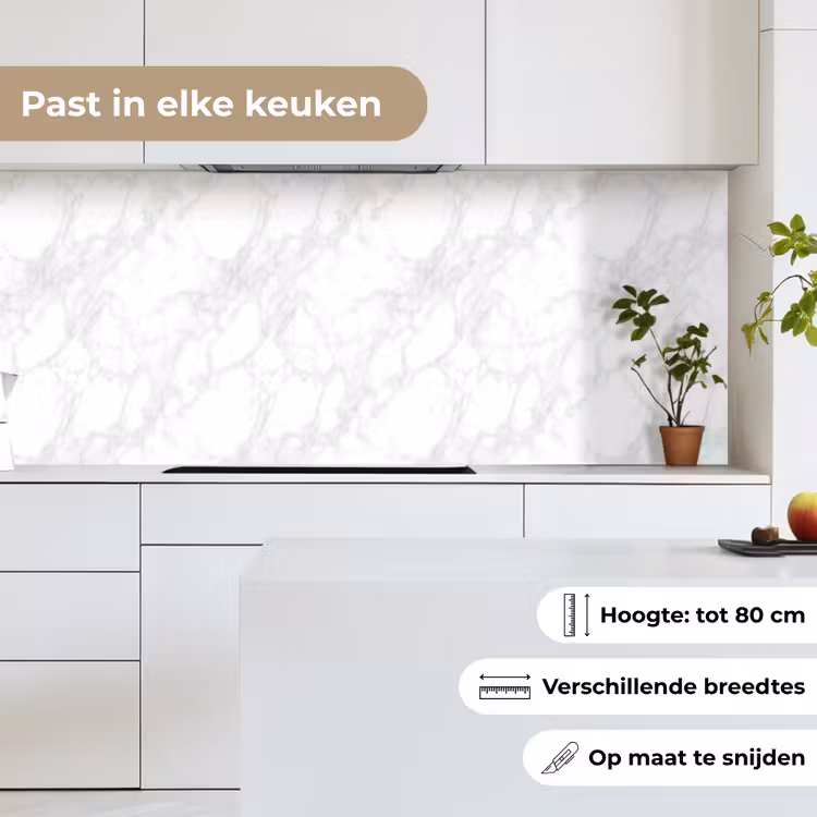 Keuken achterwand - Minimalistisch - Wit - Grijze aders — 7