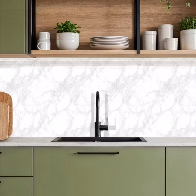 Keuken achterwand - Minimalistisch - Wit - Grijze aders — 8
