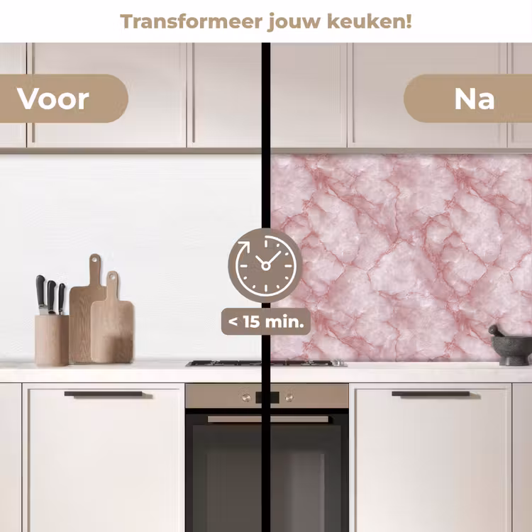 Keuken achterwand - Roze - Kwartsmarmer - Aders — 3