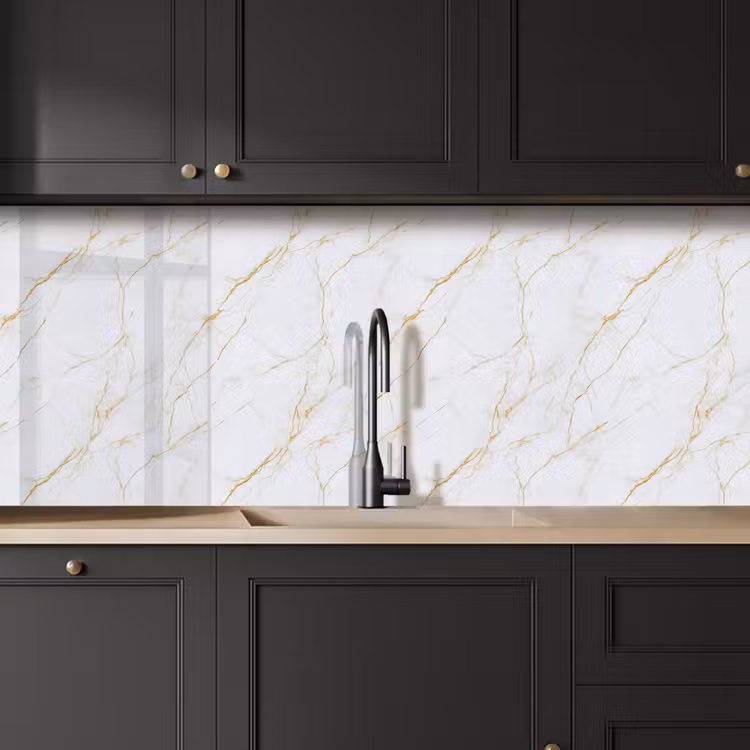 Keuken achterwand - Wit - Marmer - Goud - Luxueus — 6
