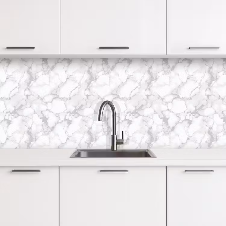 Keuken achterwand - Wit - Marmer - Grijs — 4