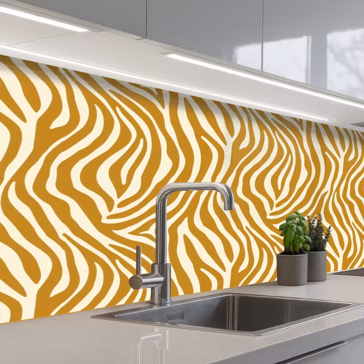 Keuken achterwand - Zebra - Klassiek - Oker - Geel — 2