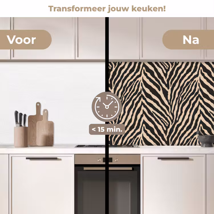 Keuken achterwand - Zebra - Klassiek - Zwart — 3