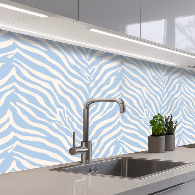Keuken achterwand - Zebra - Motief - Blauw - Wit — 2