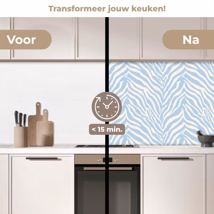 Keuken achterwand - Zebra - Motief - Blauw - Wit — 3