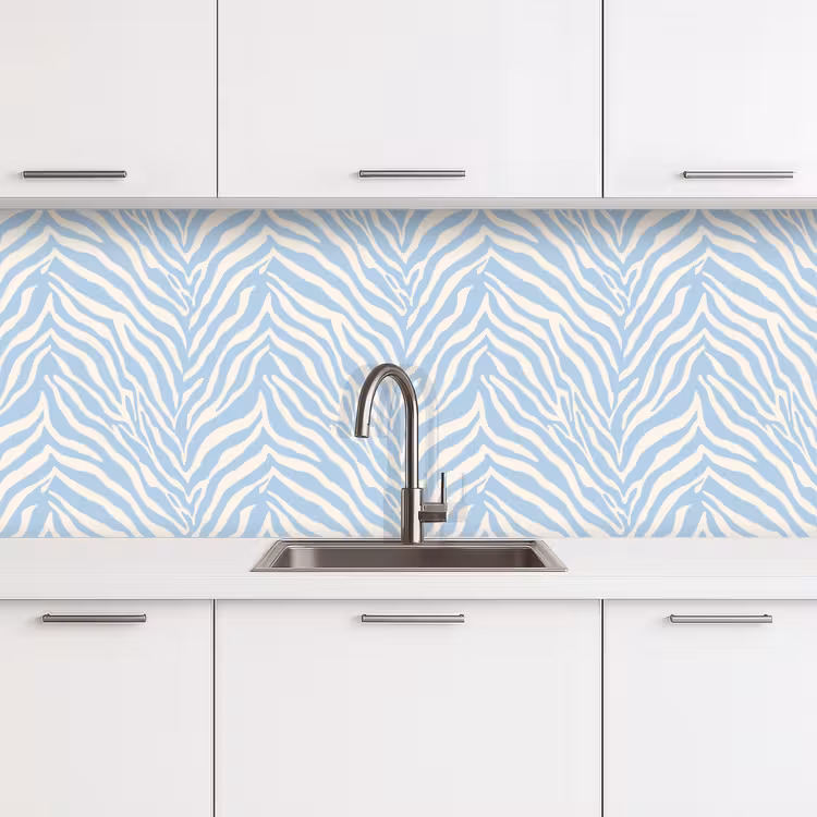 Keuken achterwand - Zebra - Motief - Blauw - Wit — 4