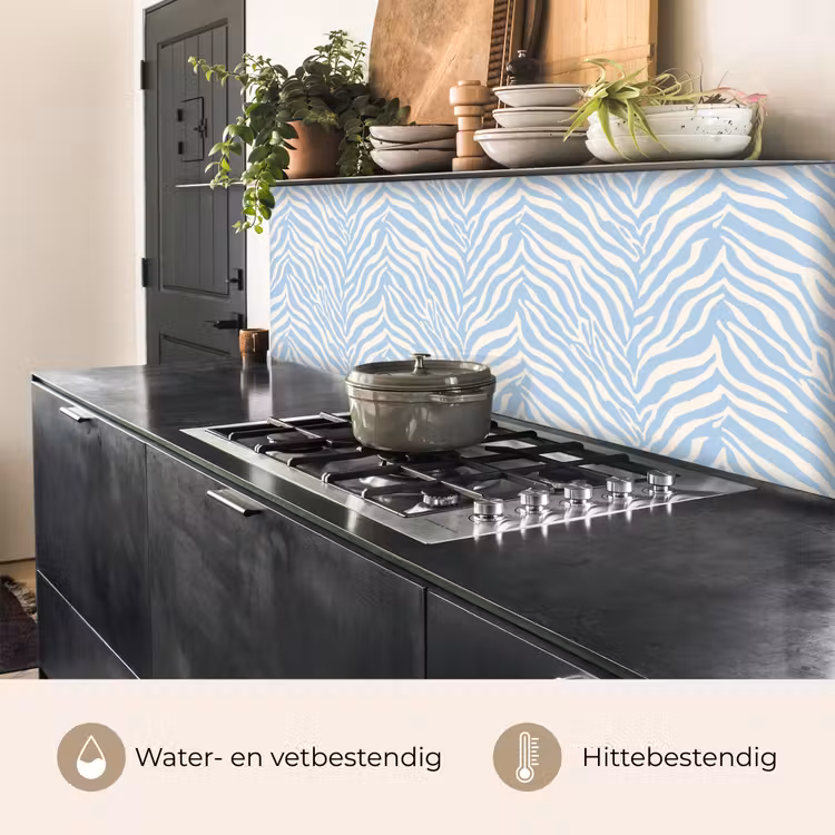 Keuken achterwand - Zebra - Motief - Blauw - Wit — 5