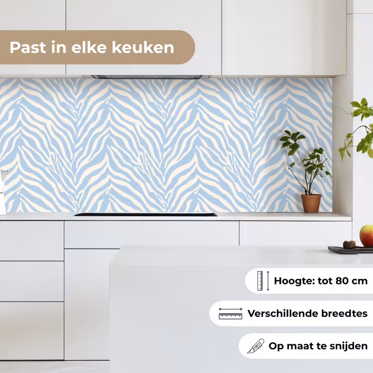 Keuken achterwand - Zebra - Motief - Blauw - Wit — 7