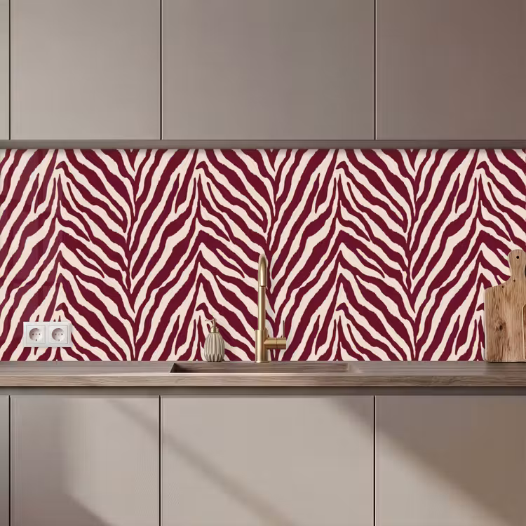 Keuken achterwand - Zebra - Motief - Bordeaux - Rood — 1