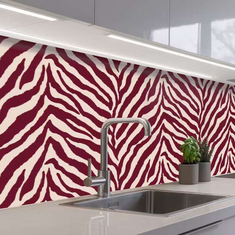 Keuken achterwand - Zebra - Motief - Bordeaux - Rood — 2