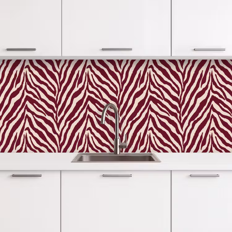 Keuken achterwand - Zebra - Motief - Bordeaux - Rood — 4