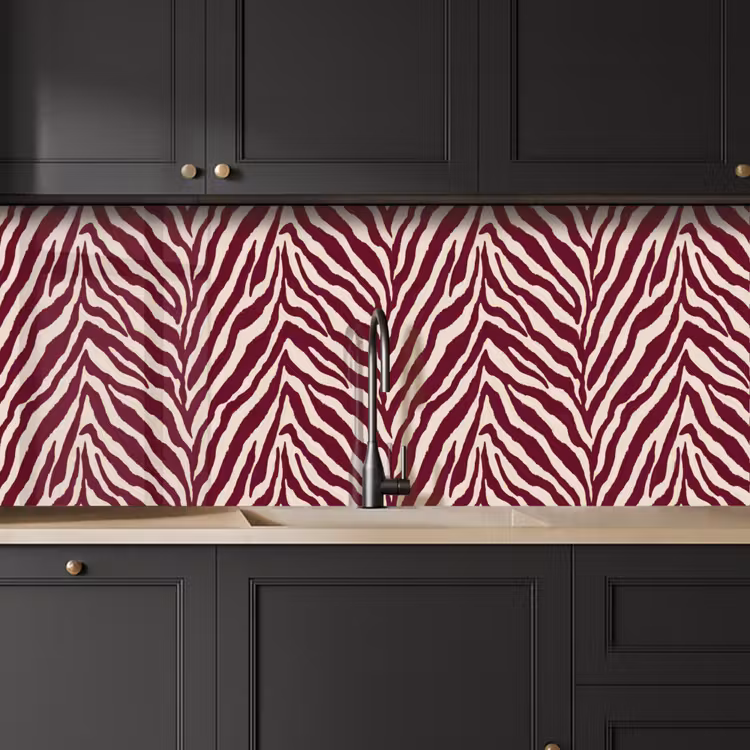 Keuken achterwand - Zebra - Motief - Bordeaux - Rood — 6