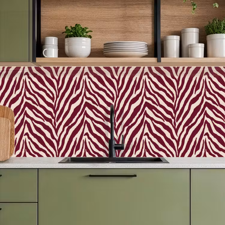 Keuken achterwand - Zebra - Motief - Bordeaux - Rood — 8