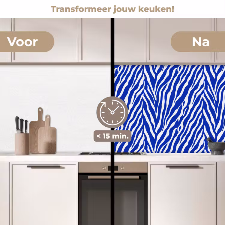 Keuken achterwand - Zebra - Patroon - Kobalt - Blauw — 3