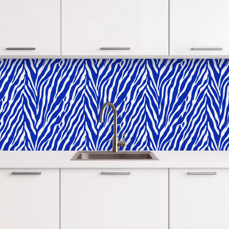 Keuken achterwand - Zebra - Patroon - Kobalt - Blauw — 4