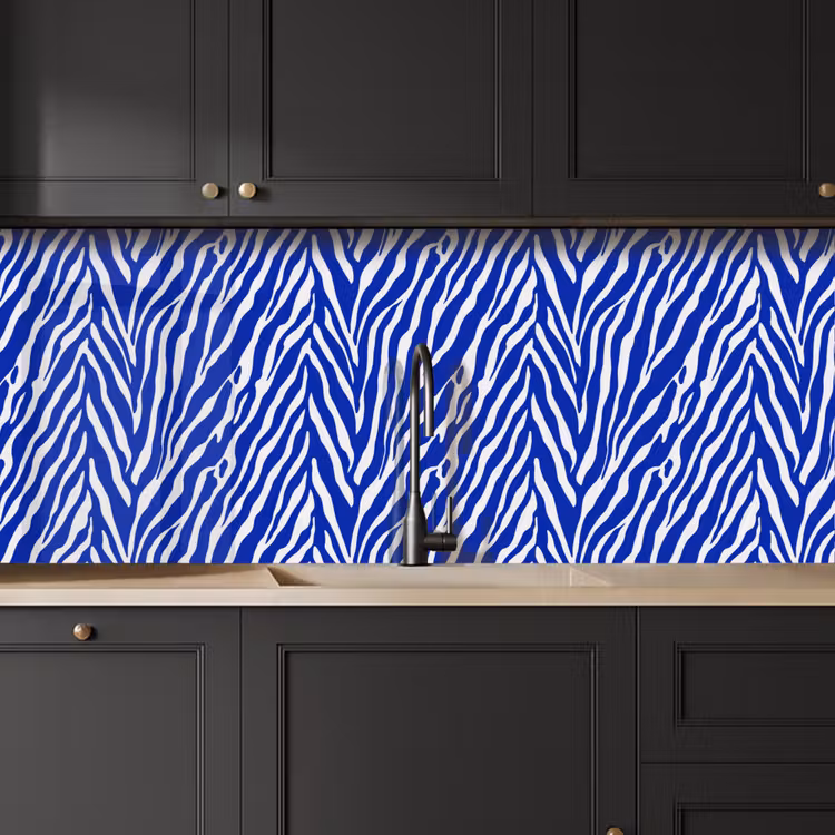 Keuken achterwand - Zebra - Patroon - Kobalt - Blauw — 6