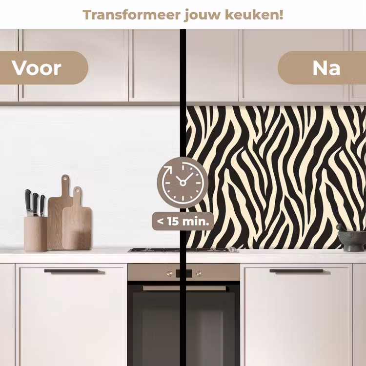Keuken achterwand - Zebra - Print - Klassiek - Zwart — 3