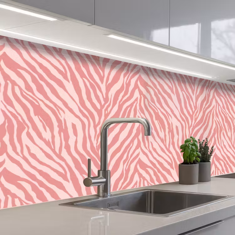 Keuken achterwand - Zebra - Print - Roze — 2