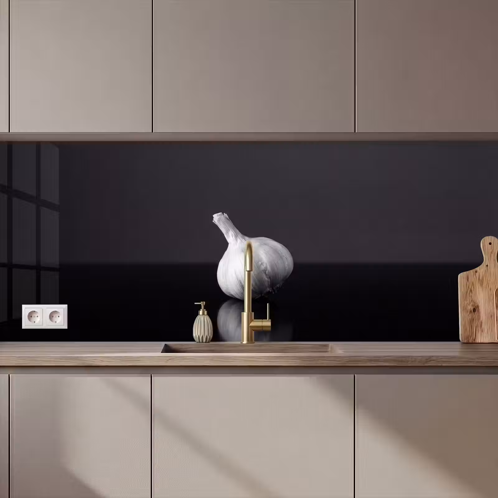 Keuken achterwand - Knoflook - Zwart - Wit — 1