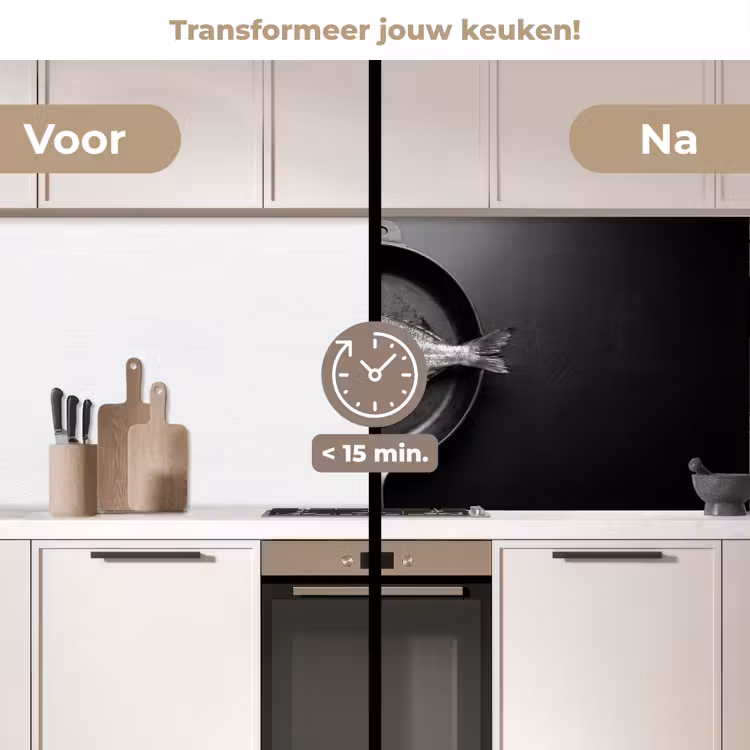 Keuken achterwand - Pan - Vis - Zwart - Wit — 3