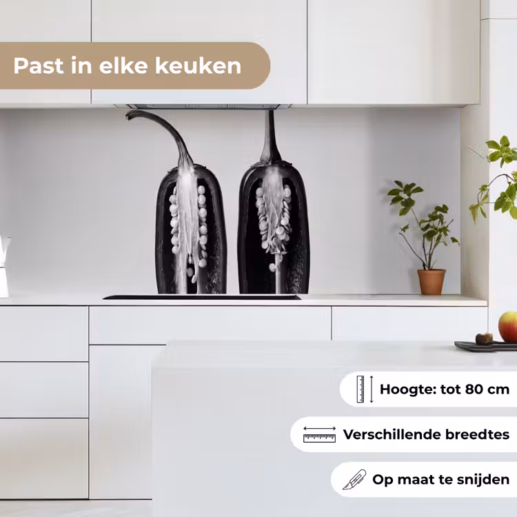 Keuken achterwand - Pepers - Zwart - Wit - Zaadlijsten — 7