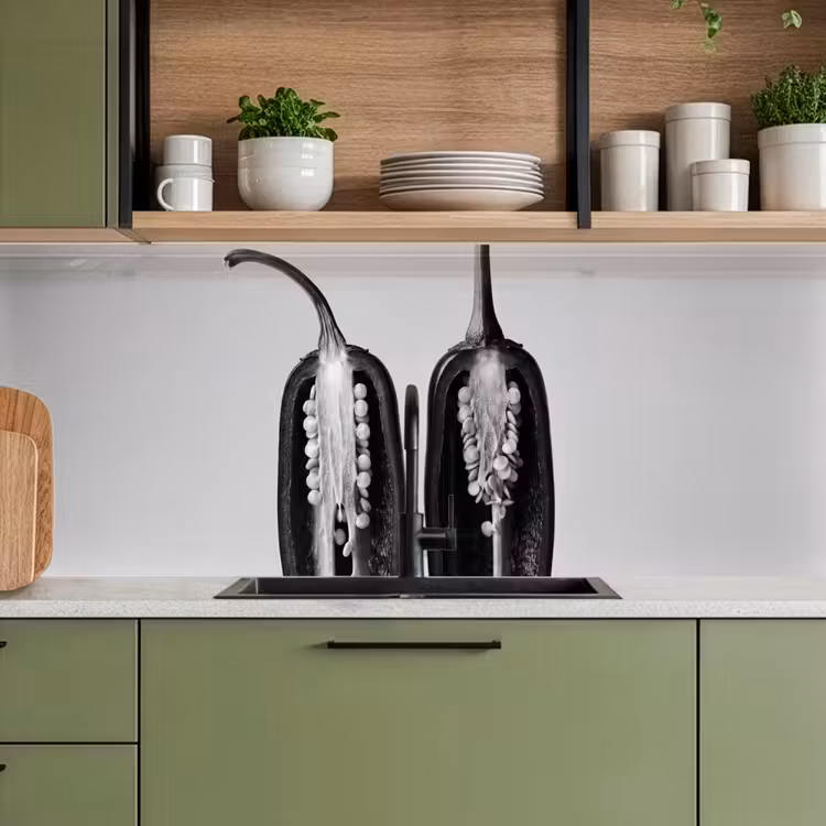 Keuken achterwand - Pepers - Zwart - Wit - Zaadlijsten — 8
